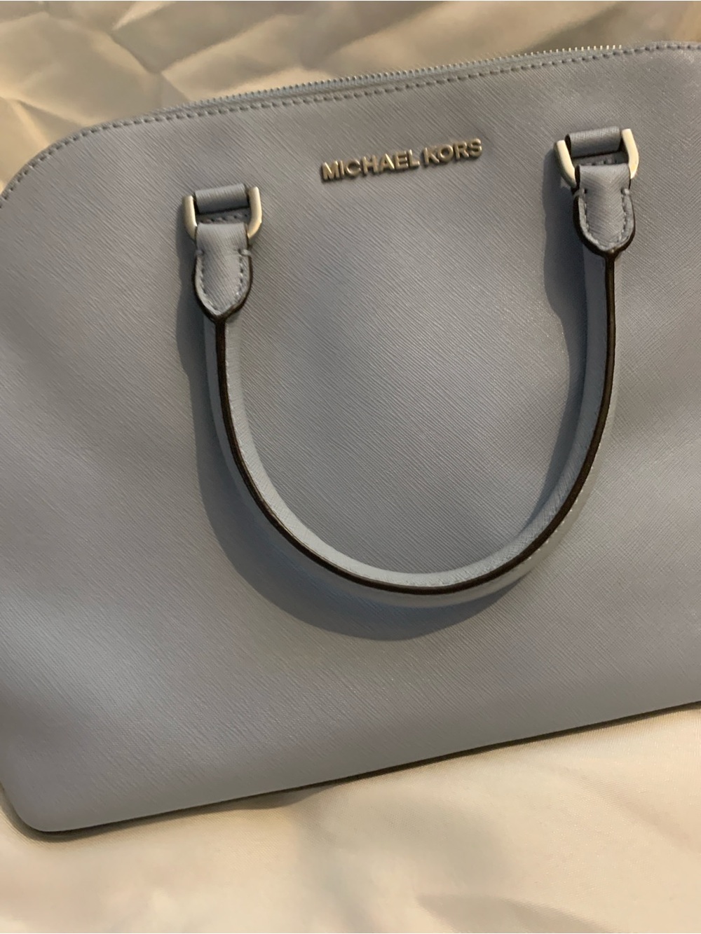 MICHAEL KORS Powder Blue Saffiano Leather Satchel - Picture 14 of 15